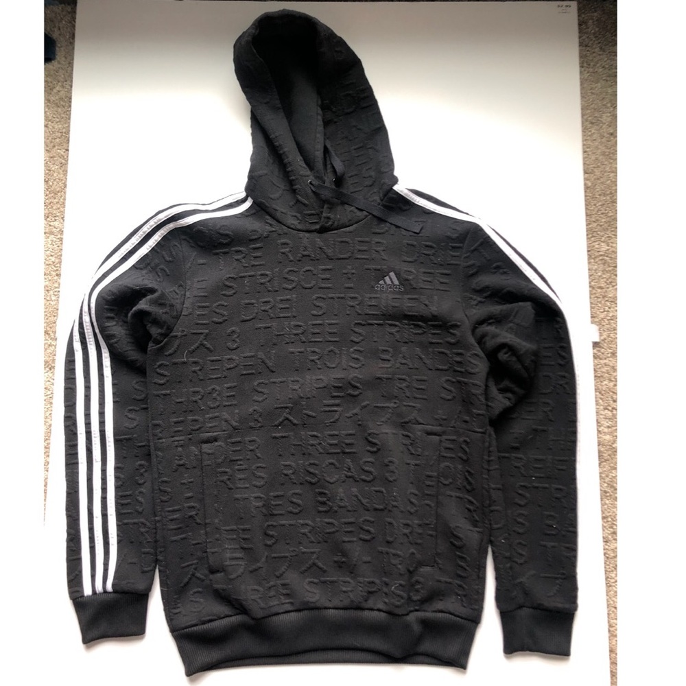 Adidas raised print 3 Stripe hoodie